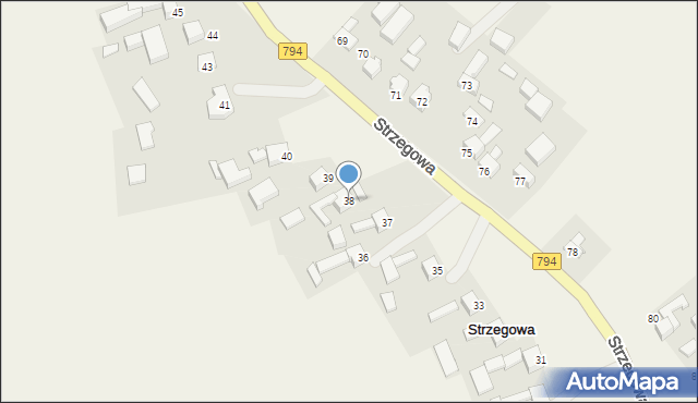 Strzegowa, Strzegowa, 38, mapa Strzegowa