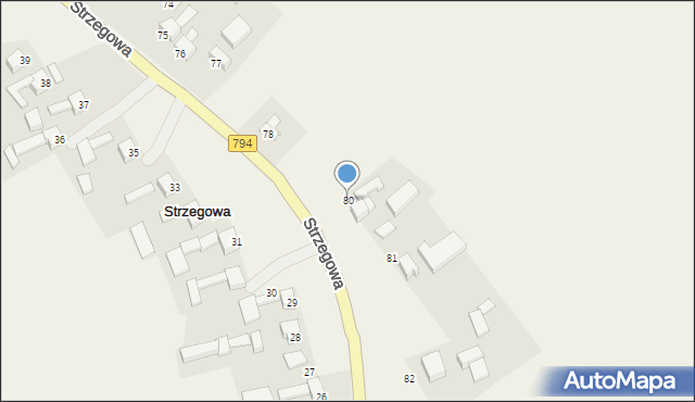 Strzegowa, Strzegowa, 80, mapa Strzegowa