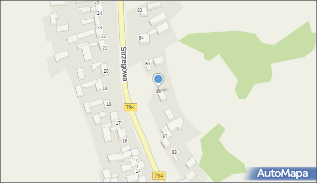 Strzegowa, Strzegowa, 86, mapa Strzegowa