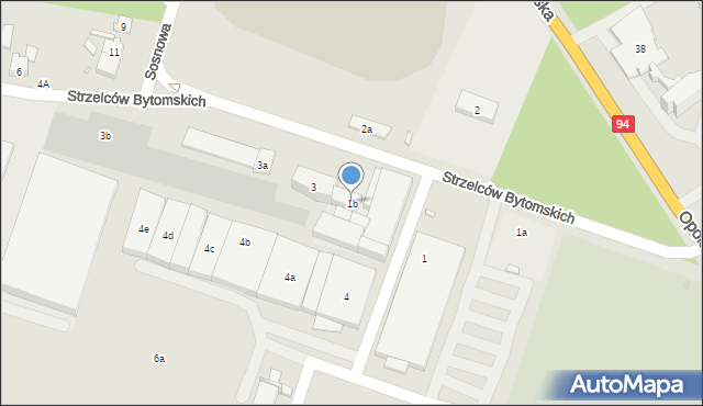 Strzelce Opolskie, Strzelców Bytomskich, 1b, mapa Strzelce Opolskie