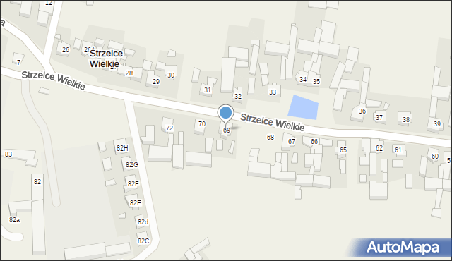 Strzelce Wielkie, Strzelce Wielkie, 69, mapa Strzelce Wielkie