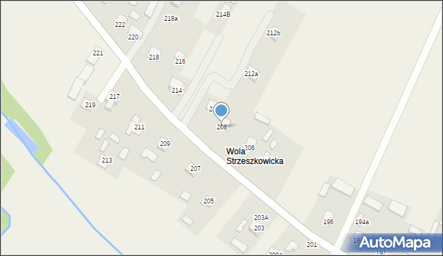 Strzeszkowice Duże, Strzeszkowice Duże, 208, mapa Strzeszkowice Duże