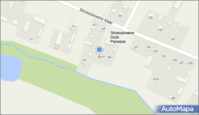 Strzeszkowice Duże, Strzeszkowice Duże, 301, mapa Strzeszkowice Duże