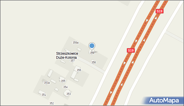 Strzeszkowice Duże, Strzeszkowice Duże, 359, mapa Strzeszkowice Duże