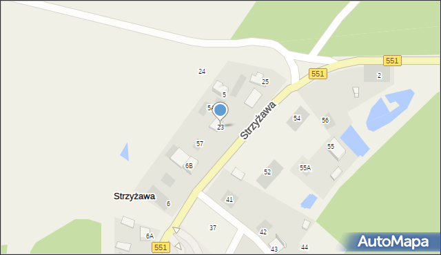 Strzyżawa, Strzyżawa, 23, mapa Strzyżawa