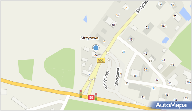 Strzyżawa, Strzyżawa, 6A, mapa Strzyżawa