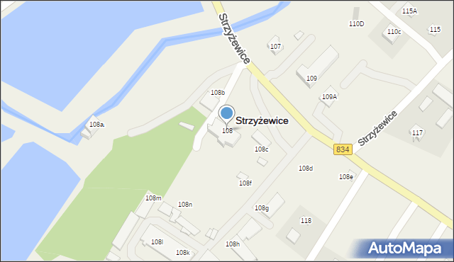 Strzyżewice, Strzyżewice, 108, mapa Strzyżewice