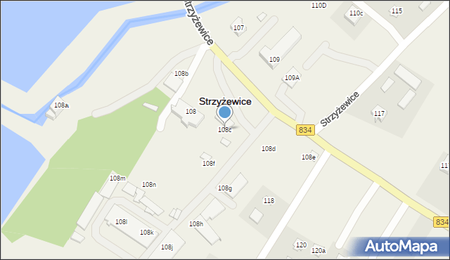 Strzyżewice, Strzyżewice, 108c, mapa Strzyżewice