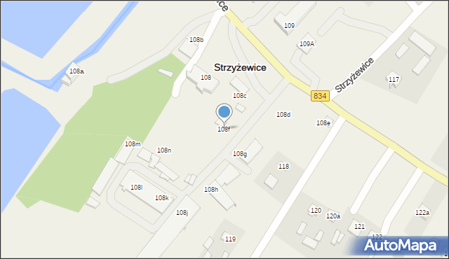 Strzyżewice, Strzyżewice, 108f, mapa Strzyżewice