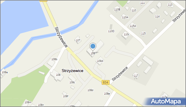 Strzyżewice, Strzyżewice, 109, mapa Strzyżewice