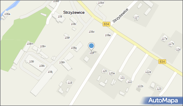 Strzyżewice, Strzyżewice, 118, mapa Strzyżewice