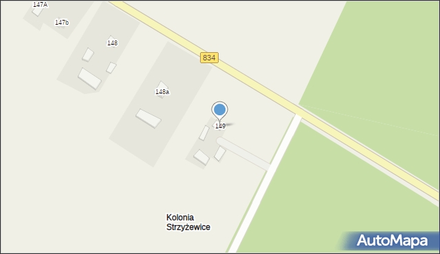 Strzyżewice, Strzyżewice, 149, mapa Strzyżewice