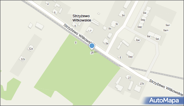 Strzyżewo Witkowskie, Strzyżewo Witkowskie, 15, mapa Strzyżewo Witkowskie