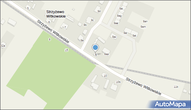 Strzyżewo Witkowskie, Strzyżewo Witkowskie, 9, mapa Strzyżewo Witkowskie