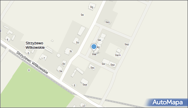 Strzyżewo Witkowskie, Strzyżewo Witkowskie, 9ae, mapa Strzyżewo Witkowskie