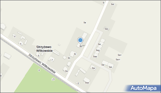 Strzyżewo Witkowskie, Strzyżewo Witkowskie, 9d, mapa Strzyżewo Witkowskie