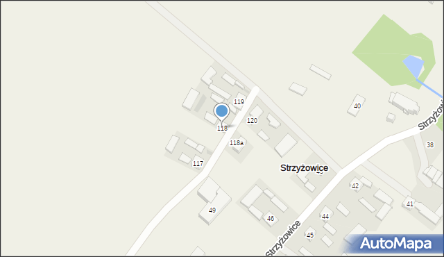 Strzyżowice, Strzyżowice, 118, mapa Strzyżowice