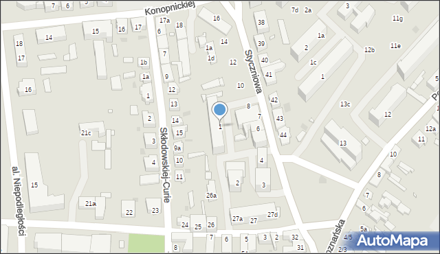 Sulechów, Styczniowa, 1, mapa Sulechów