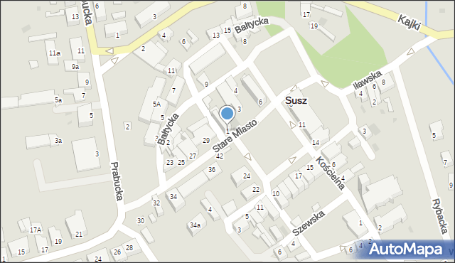 Susz, Stare Miasto, 1, mapa Susz