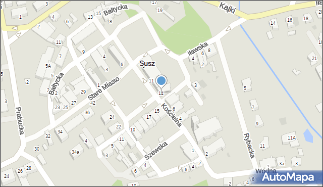 Susz, Stare Miasto, 14, mapa Susz