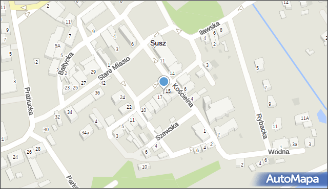 Susz, Stare Miasto, 16, mapa Susz