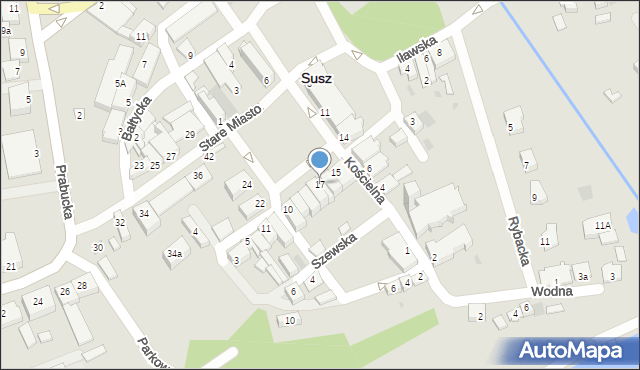 Susz, Stare Miasto, 17, mapa Susz