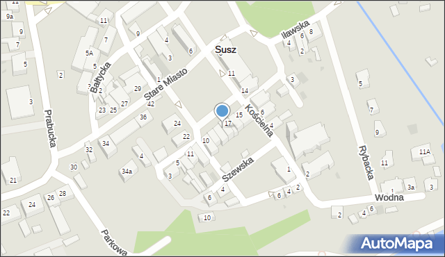 Susz, Stare Miasto, 18, mapa Susz