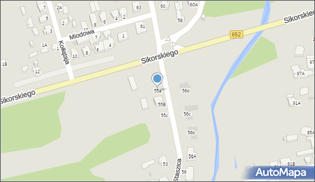 Suwałki, Staszica Stanisława, 55a, mapa Suwałk