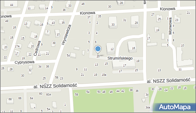 Świdnik, Strumińskiego Henryka, 10, mapa Świdnika