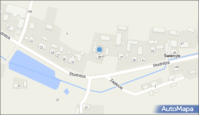 Świercze, Studnitza, 35, mapa Świercze
