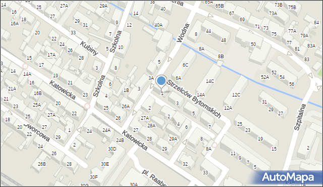 Świętochłowice, Strzelców Bytomskich, 1, mapa Świętochłowice