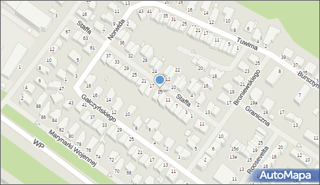 Świnoujście, Staffa Leopolda, 15, mapa Świnoujście