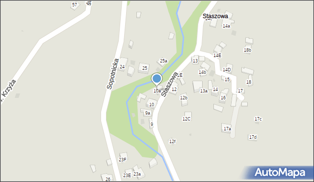 Szczawnica, Staszowa, 10a, mapa Szczawnica