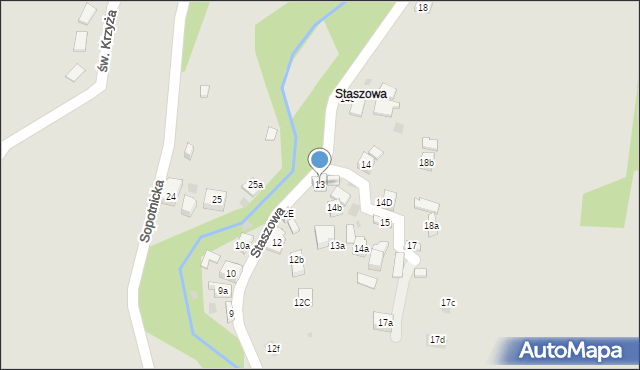 Szczawnica, Staszowa, 13, mapa Szczawnica