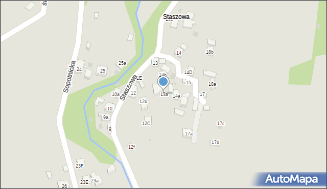 Szczawnica, Staszowa, 13a, mapa Szczawnica