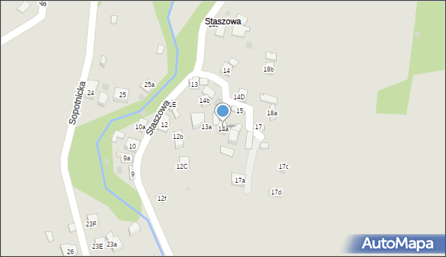 Szczawnica, Staszowa, 14a, mapa Szczawnica