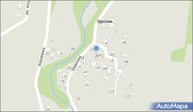 Szczawnica, Staszowa, 14b, mapa Szczawnica
