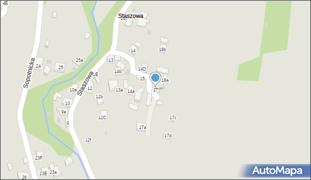 Szczawnica, Staszowa, 17, mapa Szczawnica