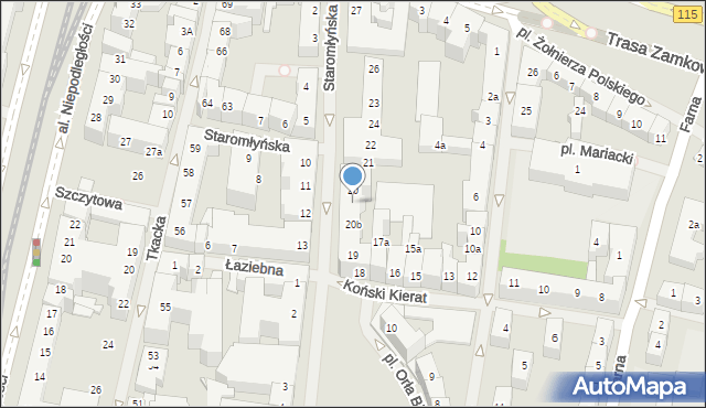Szczecin, Staromłyńska, 20a, mapa Szczecina