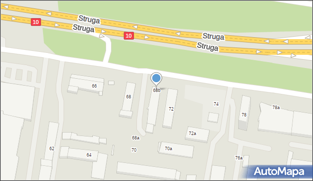 Szczecin, Struga Andrzeja, 68b, mapa Szczecina