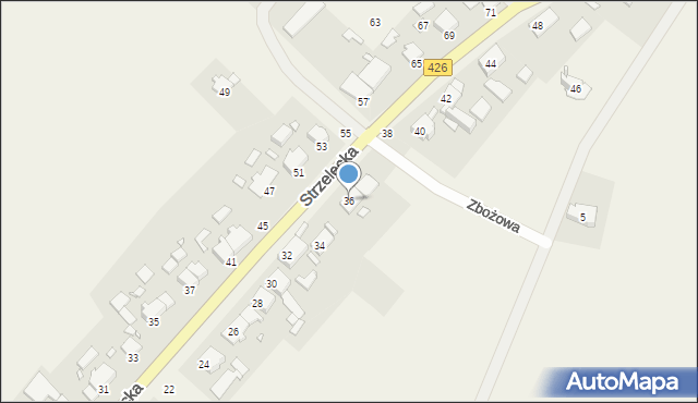 Szczepanek, Strzelecka, 36, mapa Szczepanek
