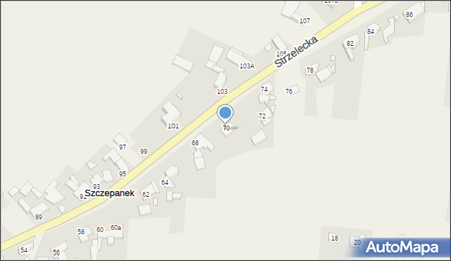 Szczepanek, Strzelecka, 70, mapa Szczepanek