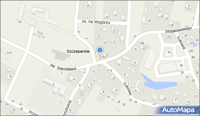 Szczepanów, Stojałowskiego Stanisława, ks., 1, mapa Szczepanów