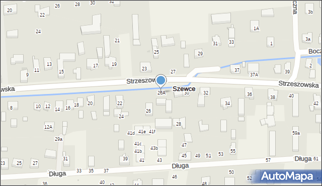 Szewce, Strzeszowska, 26A, mapa Szewce