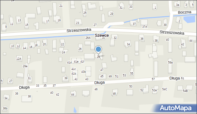 Szewce, Strzeszowska, 28, mapa Szewce