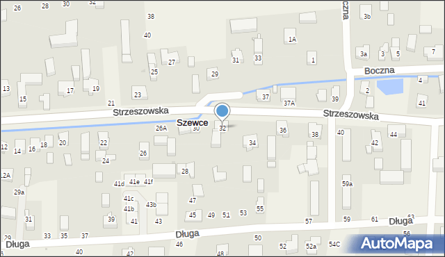 Szewce, Strzeszowska, 32, mapa Szewce