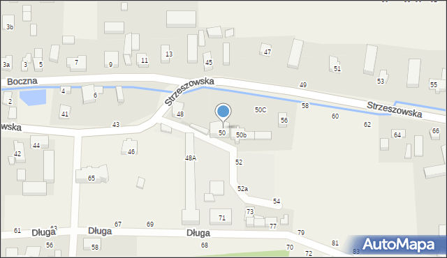 Szewce, Strzeszowska, 50a, mapa Szewce