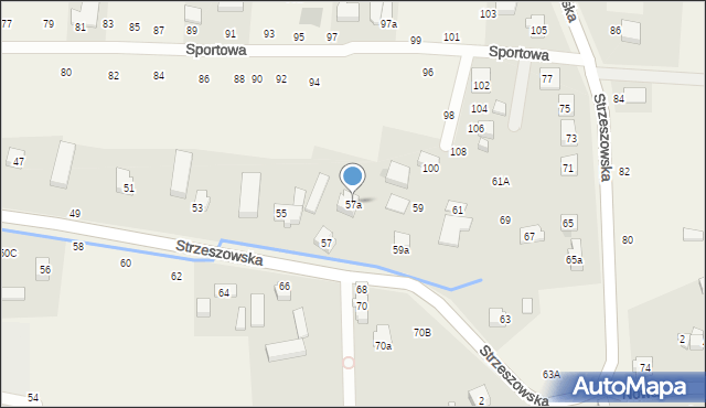 Szewce, Strzeszowska, 57a, mapa Szewce