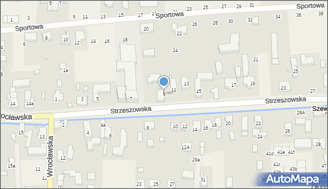 Szewce, Strzeszowska, 9, mapa Szewce