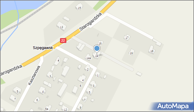 Szpęgawsk, Starogardzka, 14, mapa Szpęgawsk